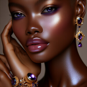 "Compose a hyper-realistic portrait of a light-skinned African-A...
