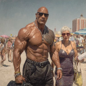 Hyperrealism painting .a muscular beefy sweaty dangerous crimin...