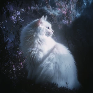 A chillingly elegant phantom feline, its ghostly form materializ...
