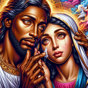 Ensure that the image distinctly represents both Jesus Christ an...