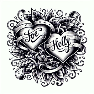 Create an image showcasing intertwined hearts with the names "Jo...