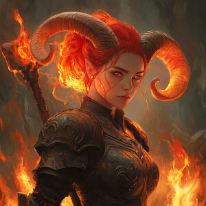 Aries - The Ram-Hybrid Warrior
Portrait of a fierce Aries woman,...