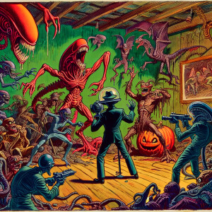 Joke in the style of Yautja's style art