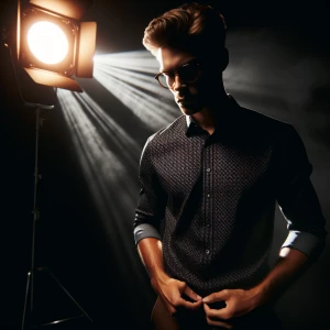 4 - Convert this image into A cinematic portrait of a man standi...