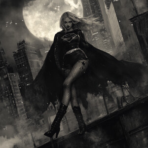 Create an image of a Supergirl character reimagined in a Gothic...