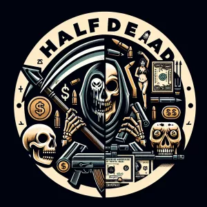 Design a bold circular and edgy logo with and the name ('HALF DE...