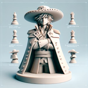 A stylized 3D chess piece representing Luffy from One Piece as t...