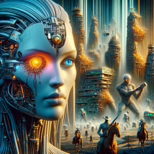 Cities in the year 14000, AI-Godess, one eye remains closed, ora...