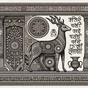 Create an image that depicts a deer in the stylized manner of Ac...