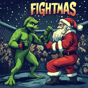 Grinch and Santa Claus are fighting in the octagon. They are sta...