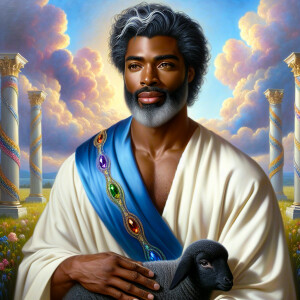 Oil painting of an African-American man resembling Jesus Christ,...