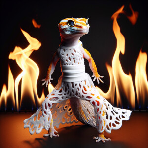 geccon in white sexy dress stay in flame