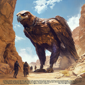 "A massive, majestic eagle-like creature with an imposing presen...