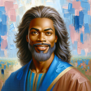 An oil painting of a light-skinned African American man resembli...