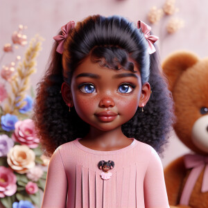 Refine the 3D realistic image of a four-year-old African-America...