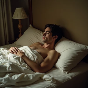 He is completely neiked in the bed showinoffthatnicedicof him i...