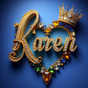 VCraft a 3-D image showcasing the name 'KAREN' in a luxurious go...