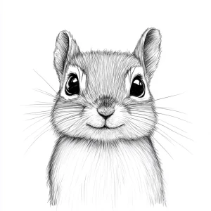 A cute chipmunk facing forward with expressive eyes, full body,...