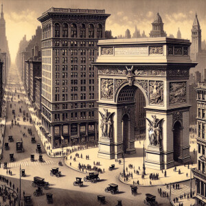 The World War I Victory Arch and Flatiron Building of New York C...