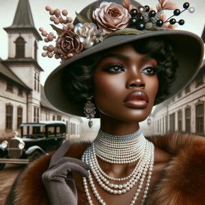 Create an image of an elegant African-American woman with a pois...