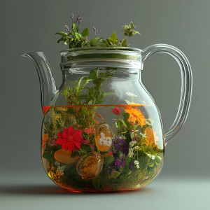 设计一款玻璃茶壶和养生茶，养颜茶