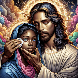 Ensure that the image distinctly represents both Jesus Christ an...