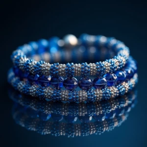 Create an image of an elegant wrap bracelet with a triple helix...