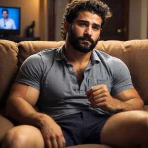 was enjoying himself on the couch  with his manhoogrowin lean gr...