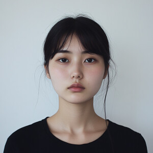 Portrait of a 19-year-old North Korean woman with a clean, makeu...