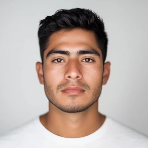 Portrait of a 26-year-old Mexican man with a clean-shaven and mo...