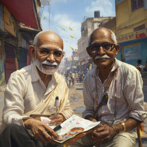 Mahatma Gandhi celebreating his birthday with Indian uncle in th...