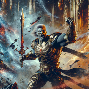 Hyper-maximalism, 4K, ultra detailed image of He-Man in action,...