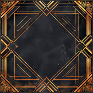 Create a sophisticated Art Deco border with intricate golden geo...