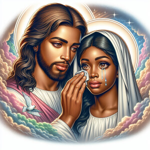 Ensure that the image distinctly represents both Jesus Christ an...