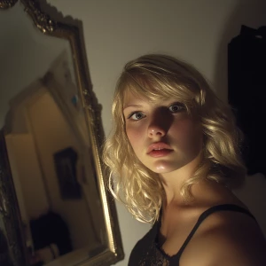 blonde girl mirror selfie circa 2003