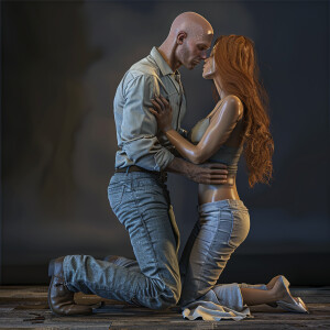 A photorealistic high resolution image. Light ginger haired fema...