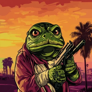 MEME PEPE in GTA art style — Make it epic, and gorgeous — in the...