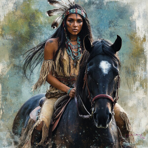 Create a hyper-realistic detailed image featuring a Native Ameri...