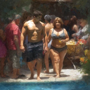 Hyoerrealism photo painting,a muscular beefy kashmiri son in law...