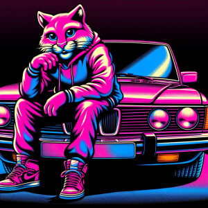 Create a colorful/psyscadelic character of pink panther wearing...