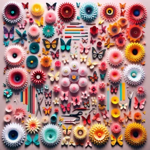 Paper flowers and butterflies