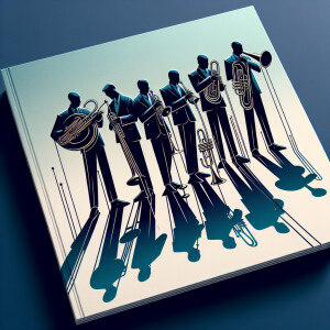 Design an album cover featuring a quintet of abstractly illustra...