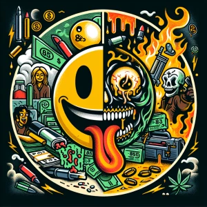 Create aa cartoonish style professional ,  horror-themed circula...