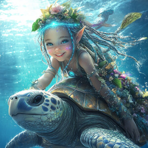 adorable happy girl elf fairy water trolls with sparkling univer...