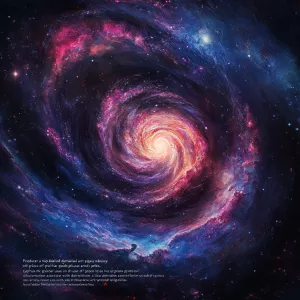 "Produce a highly detailed digital art piece of a spiral galaxy...