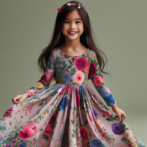A girl in floral dress.