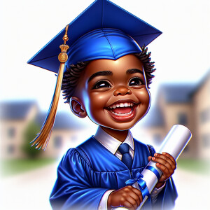 "Create a realistic airbrushed illustration of a joyful African...