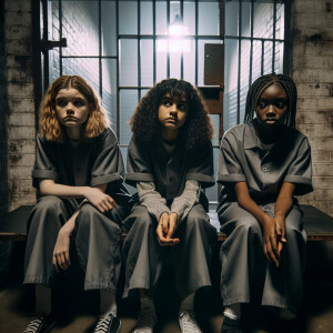 Three girls in prison cell