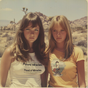 Faded color photograph from the late sixties of two naturally go...