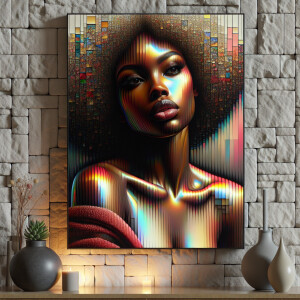 3-D image of an abstract painting which features a beautiful Afr...